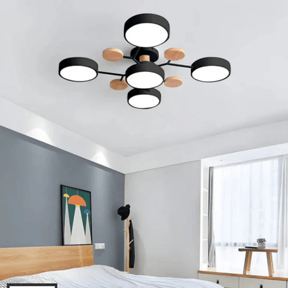 Ceiling Lamp with Radial Arms and Disc Light Heads