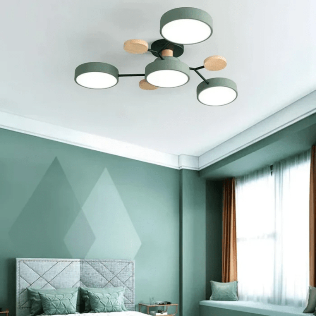 Ceiling Lamp with Radial Arms and Disc Light Heads