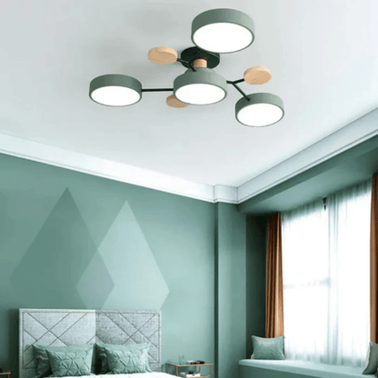 Ceiling Lamp with Radial Arms and Disc Light Heads