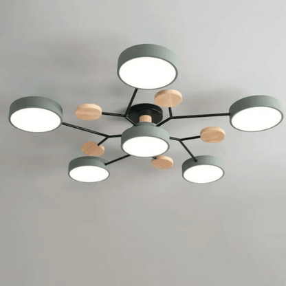 Ceiling Lamp with Radial Arms and Disc Light Heads