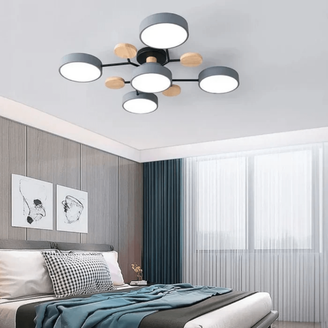 Ceiling Lamp with Radial Arms and Disc Light Heads