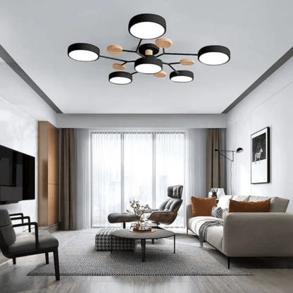 Ceiling Lamp with Radial Arms and Disc Light Heads