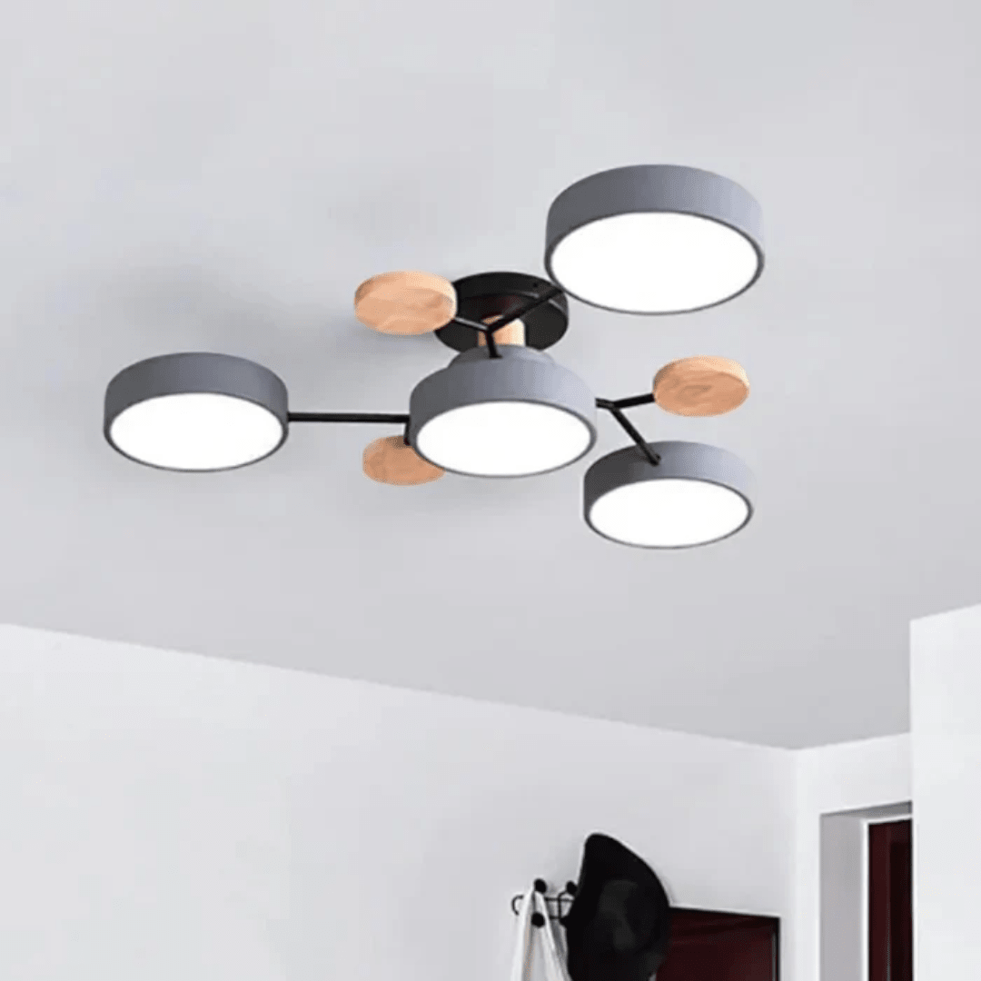 Ceiling Lamp with Radial Arms and Disc Light Heads