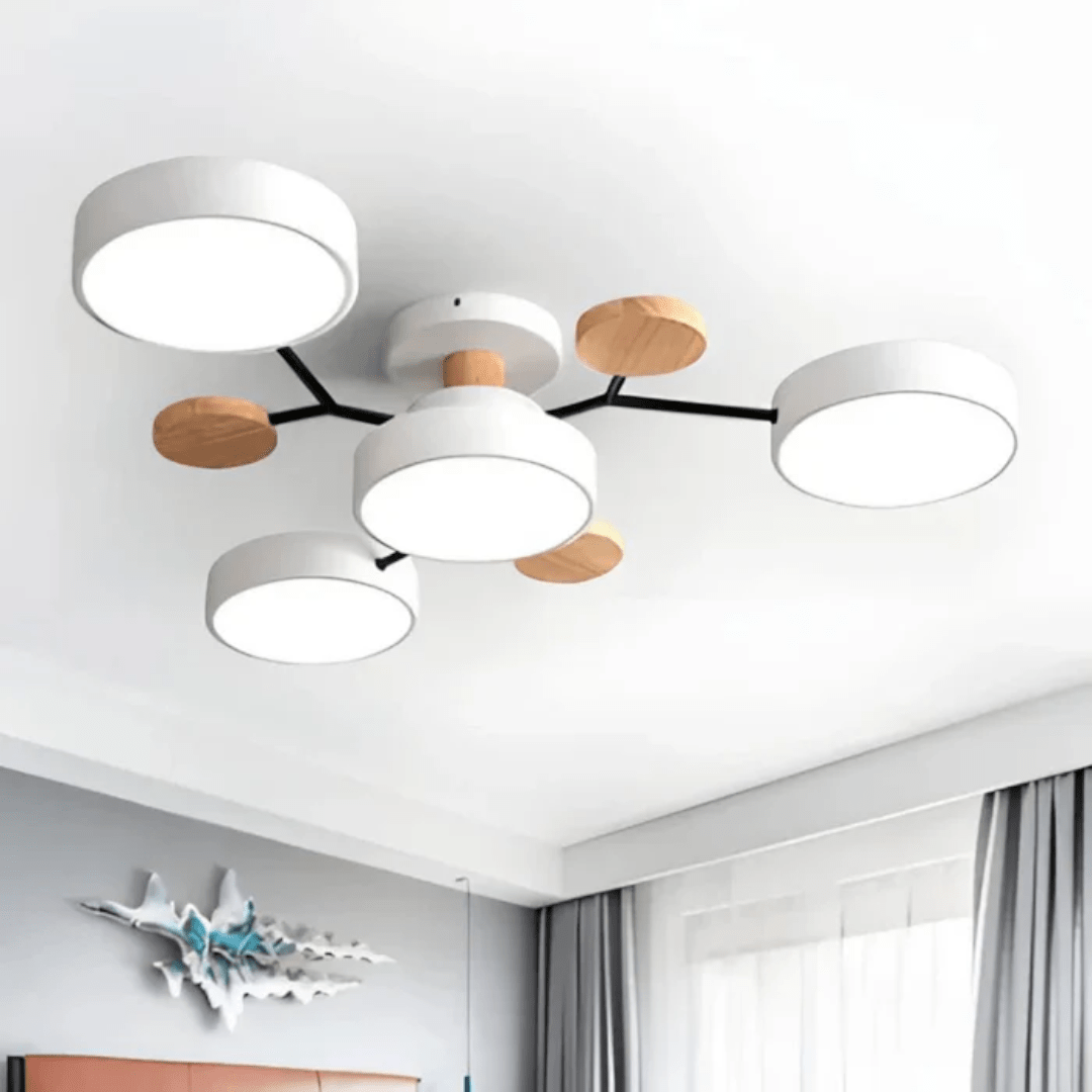 Ceiling Lamp with Radial Arms and Disc Light Heads