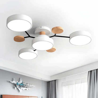 Ceiling Lamp with Radial Arms and Disc Light Heads