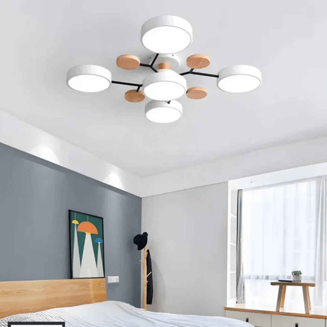 Ceiling Lamp with Radial Arms and Disc Light Heads