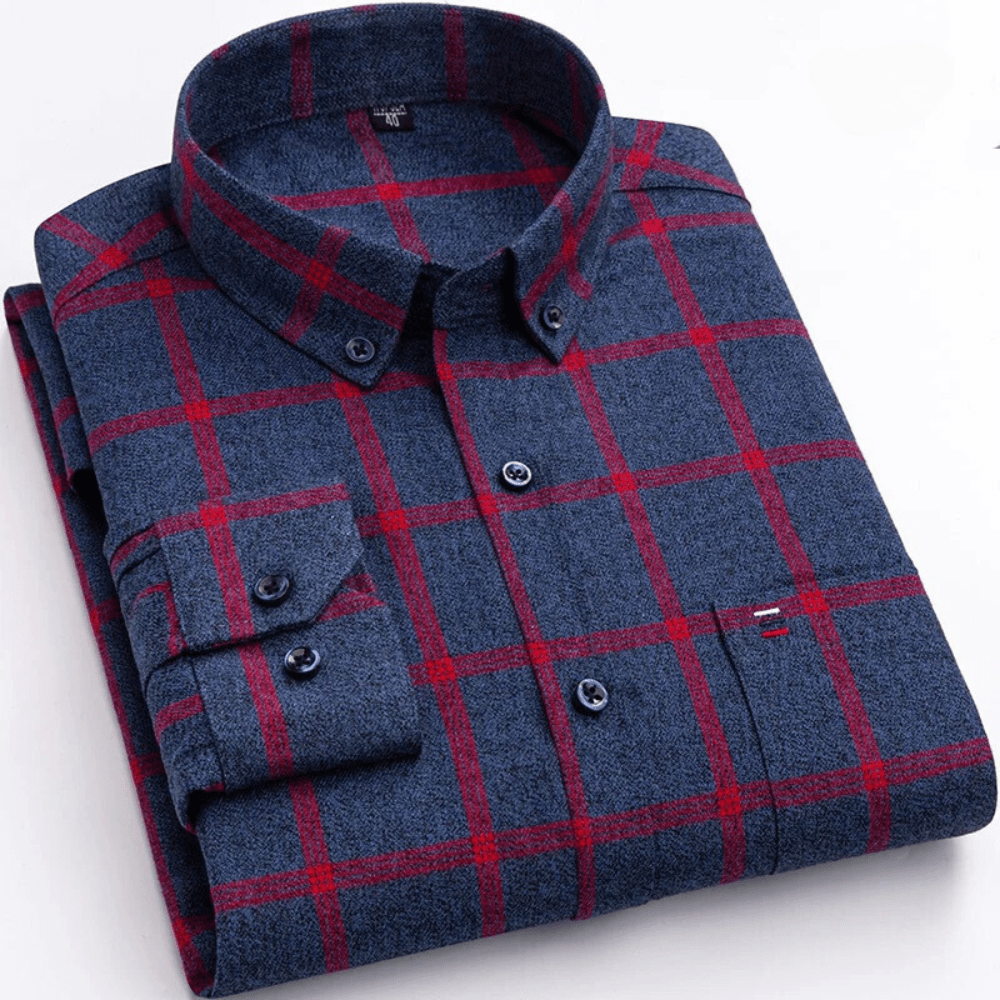 Checked cotton shirt in breathable 100% cotton fabric, perfect for everyday wear, featuring a stylish design and eco-friendly durability. 1