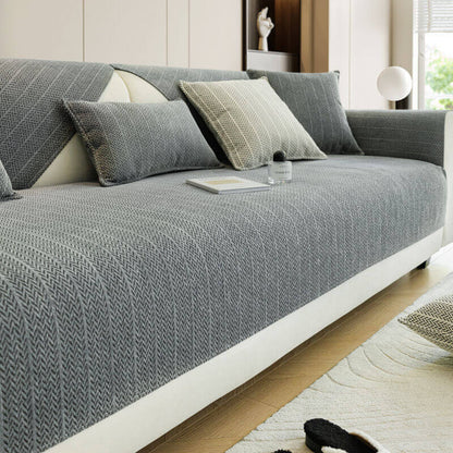 Chenille sofa cover with non-slip design, ideal for pet owners, resistant to dog hair, easy to clean, and machine washable couch slipcover. 2