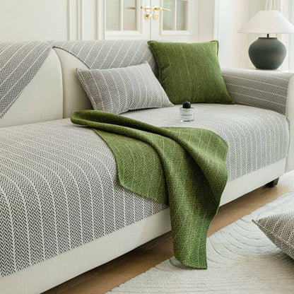 Chenille sofa cover with non-slip design, ideal for pet owners, resistant to dog hair, easy to clean, and machine washable couch slipcover. 4