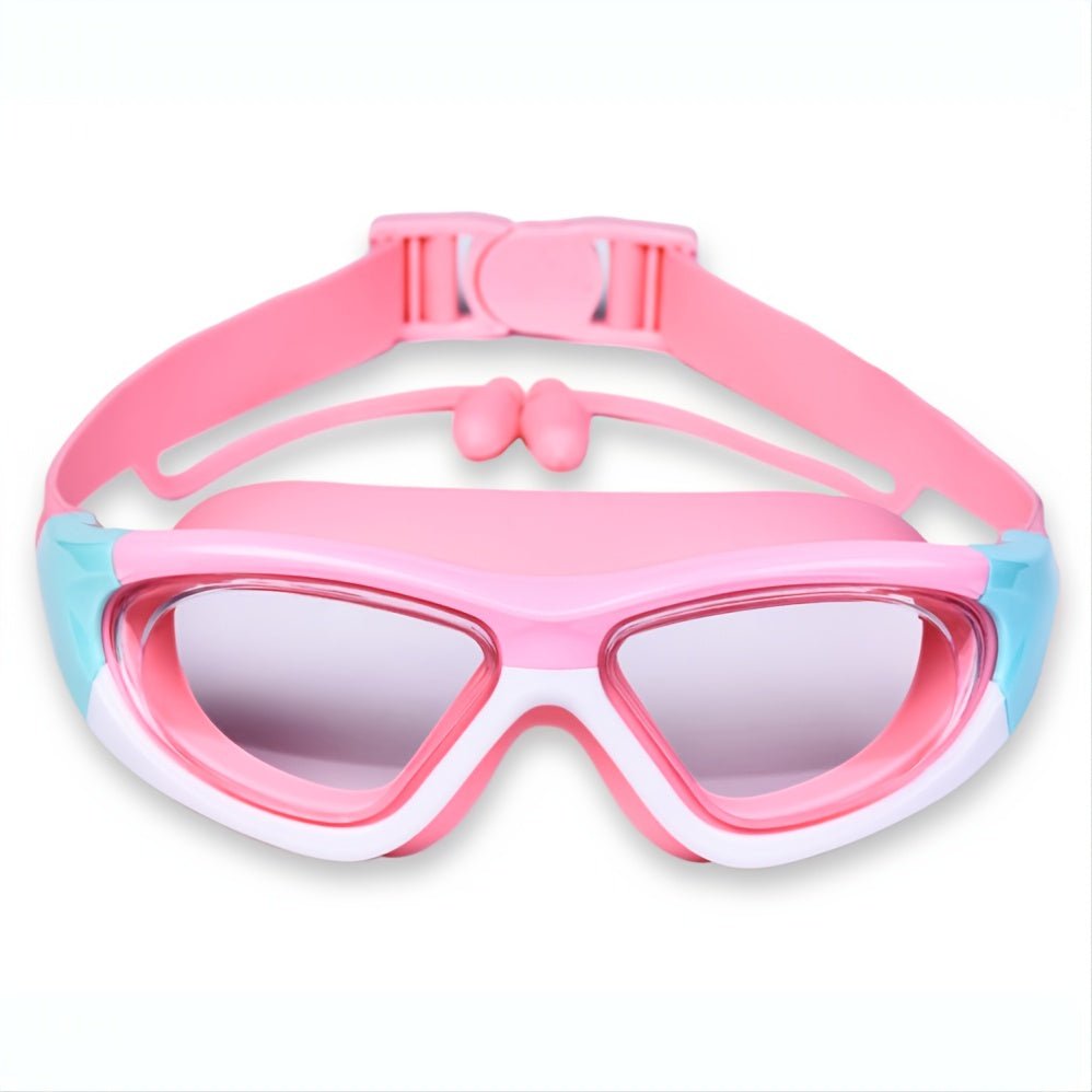 Children's anti-fog swimming goggles featuring an adjustable strap and large frame, designed for comfort with a soft silicone material. 7