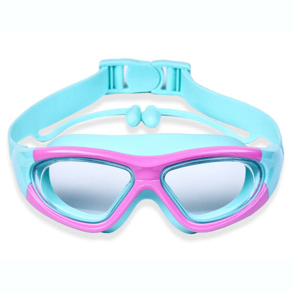 Children's anti-fog swimming goggles featuring an adjustable strap and large frame, designed for comfort with a soft silicone material. 10