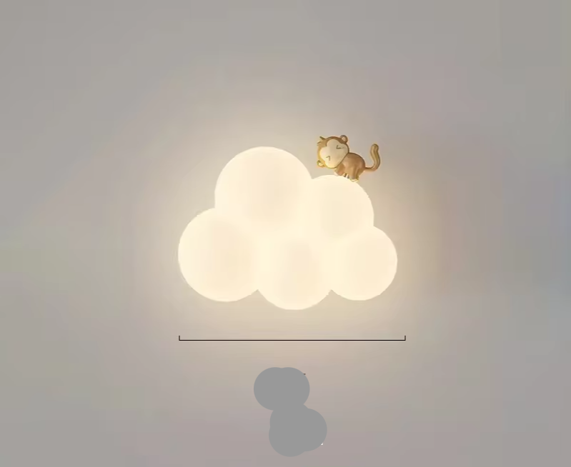 Children's LED wall lamp featuring soft light and playful animal motifs, crafted from white PVC and metal for a charming and safe bedroom decor solution. 9