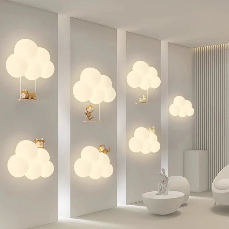 Children's LED wall lamp featuring soft light and playful animal motifs, crafted from white PVC and metal for a charming and safe bedroom decor solution. 1