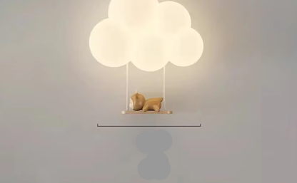 Children's LED wall lamp featuring soft light and playful animal motifs, crafted from white PVC and metal for a charming and safe bedroom decor solution. 0