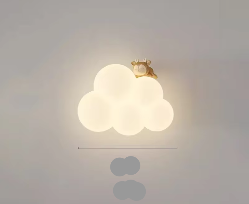 Children's LED wall lamp featuring soft light and playful animal motifs, crafted from white PVC and metal for a charming and safe bedroom decor solution. 11