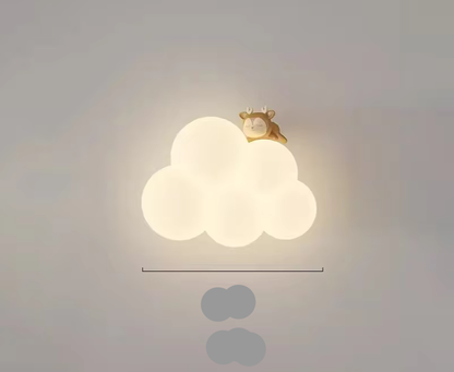 Children's LED wall lamp featuring soft light and playful animal motifs, crafted from white PVC and metal for a charming and safe bedroom decor solution. 11