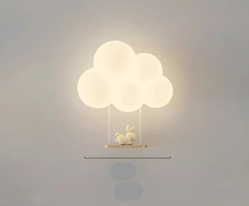 Children's LED wall lamp featuring soft light and playful animal motifs, crafted from white PVC and metal for a charming and safe bedroom decor solution. 12