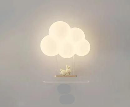 Children's LED wall lamp featuring soft light and playful animal motifs, crafted from white PVC and metal for a charming and safe bedroom decor solution. 12