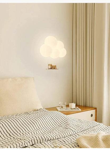 Children's LED wall lamp featuring soft light and playful animal motifs, crafted from white PVC and metal for a charming and safe bedroom decor solution. 6