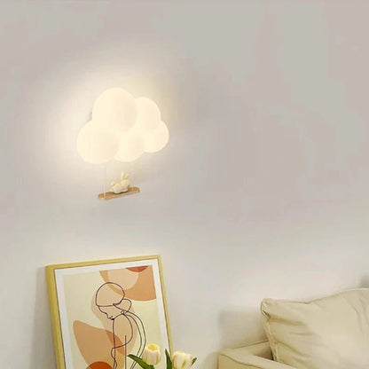 Children's LED wall lamp featuring soft light and playful animal motifs, crafted from white PVC and metal for a charming and safe bedroom decor solution. 5