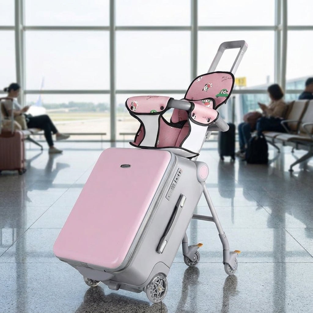 Children's ride-on suitcase featuring a durable, lightweight design, equipped with a comfortable seat and ample storage space for toys and travel essentials. 1