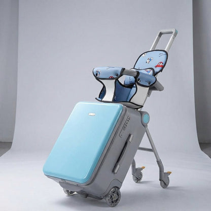 Children's ride-on suitcase featuring a durable, lightweight design, equipped with a comfortable seat and ample storage space for toys and travel essentials. 5
