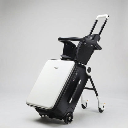 Children's ride-on suitcase featuring a durable, lightweight design, equipped with a comfortable seat and ample storage space for toys and travel essentials. 0