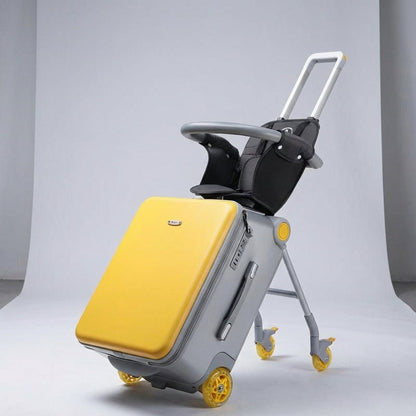 Children's ride-on suitcase featuring a durable, lightweight design, equipped with a comfortable seat and ample storage space for toys and travel essentials. 6