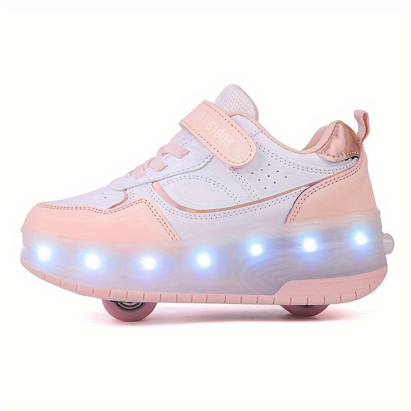 Children's roller sneakers featuring LED lights, removable wheels, and a breathable, durable design perfect for indoor and outdoor play. 5