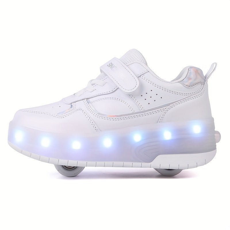 Children's roller sneakers featuring LED lights, removable wheels, and a breathable, durable design perfect for indoor and outdoor play. 7