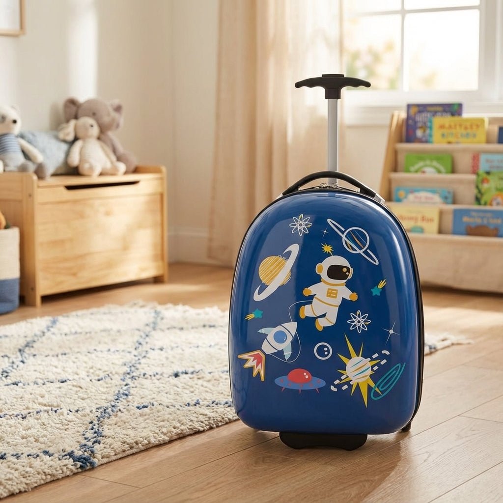 Children's rolling suitcase featuring a lightweight waterproof hard shell, adjustable aluminum handle, and measuring 40cm x 31cm x 25cm, perfect 0