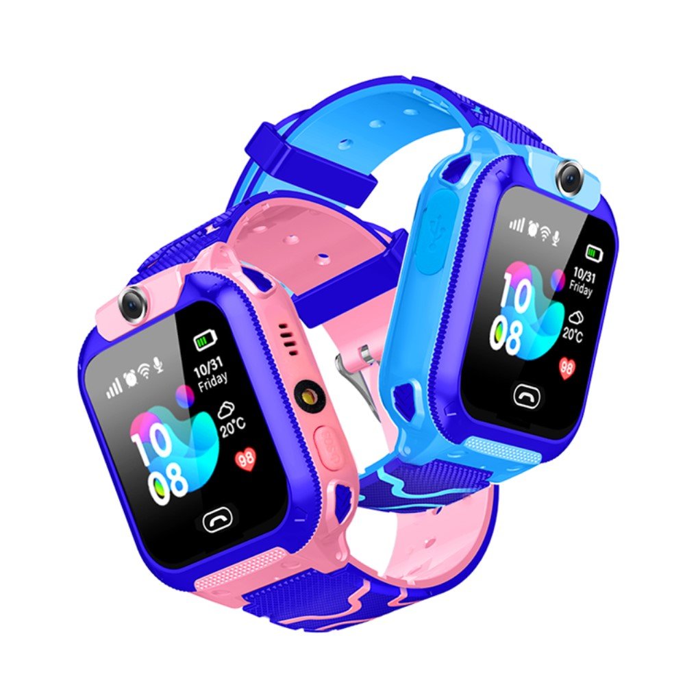 Children's Smartwatch featuring GPS tracking, a built-in camera, and SOS function, designed with a kid-friendly aesthetic for safety and fun. 4