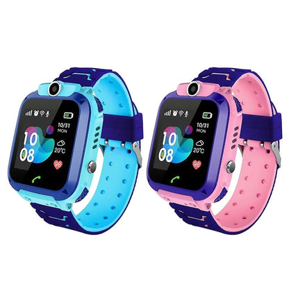 Children's Smartwatch featuring GPS tracking, a built-in camera, and SOS function, designed with a kid-friendly aesthetic for safety and fun. 1