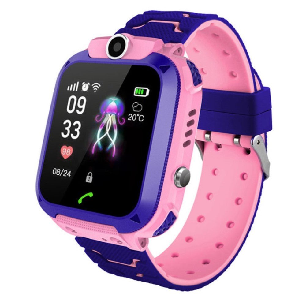 Children's Smartwatch featuring GPS tracking, a built-in camera, and SOS function, designed with a kid-friendly aesthetic for safety and fun. 0