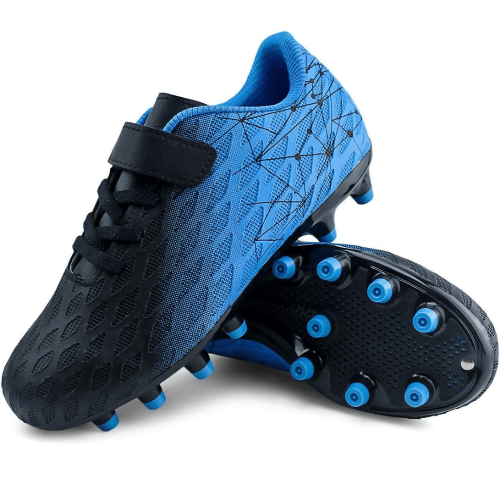 Children's soccer cleats designed for enhanced ball control and grip, featuring a durable construction suitable for firm ground play, perfect for young athletes. 0
