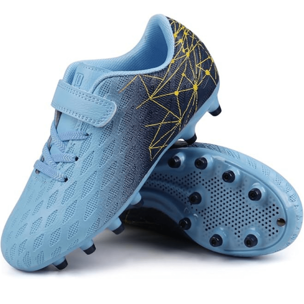 Children's soccer cleats designed for enhanced ball control and grip, featuring a durable construction suitable for firm ground play, perfect for young athletes. 4