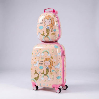 Children's travel set featuring a lightweight suitcase and matching backpack, made from durable ABS hard shell material, equipped with multi-directional wheels for easy maneuverability 5
