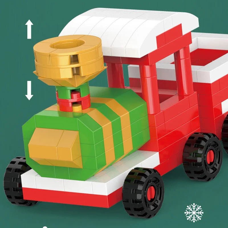 Christmas Building Block Set featuring festive motifs in vibrant red and green, containing 100-300 pieces for creating imaginative winter scenes, crafted from durable ABS plastic 4