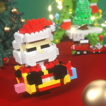 Christmas Building Block Set featuring festive motifs in vibrant red and green, containing 100-300 pieces for creating imaginative winter scenes, crafted from durable ABS plastic 5