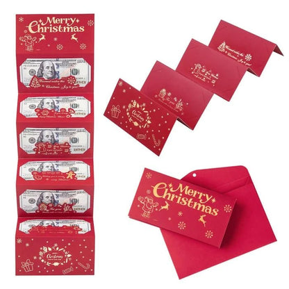 Christmas Cash Gift Envelope featuring an elegant gold foil design, foldable and reusable, perfect for presenting monetary gifts during the holiday season. 3