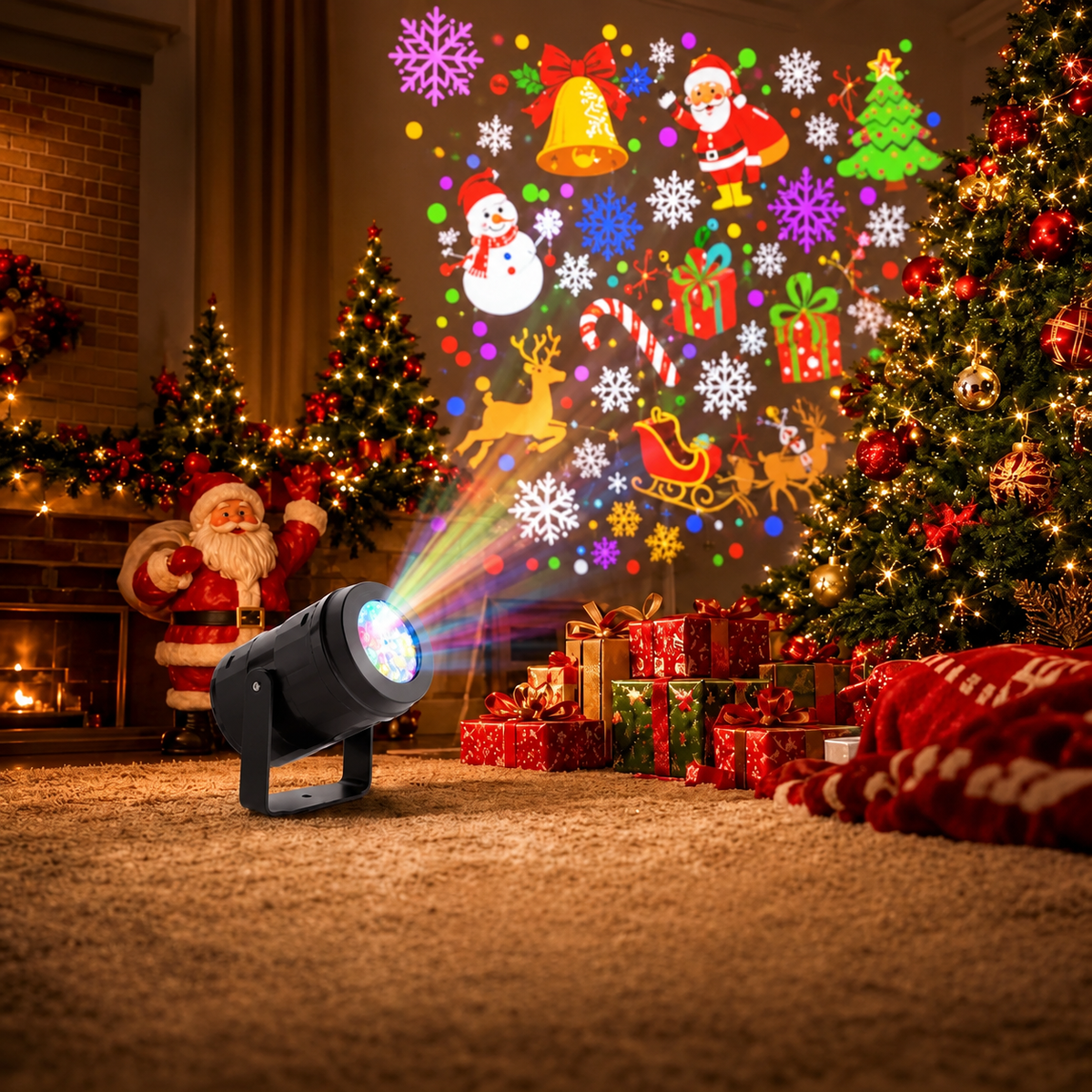 Christmas Projector Light with Rotating LED Display