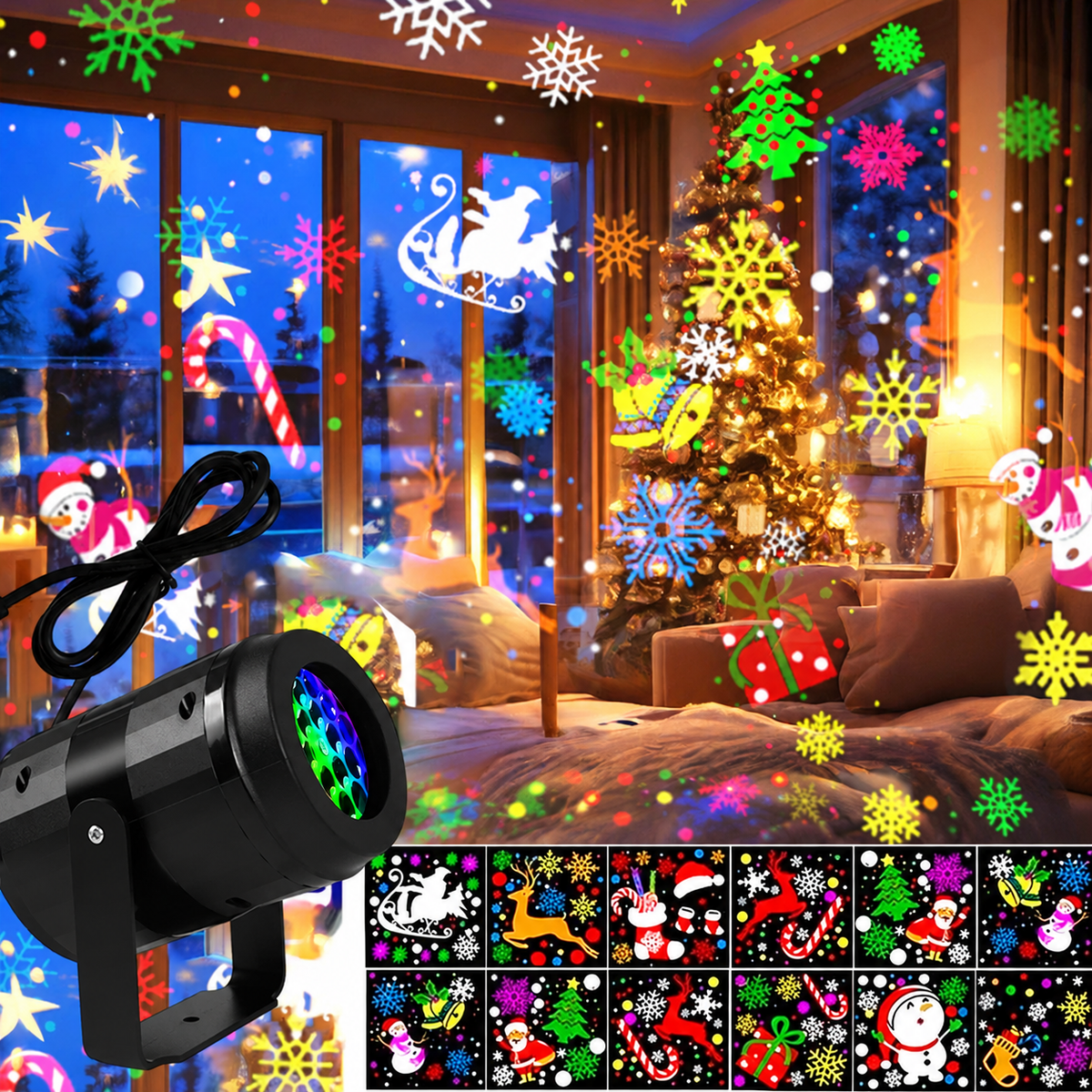 Christmas Projector Light with Rotating LED Display