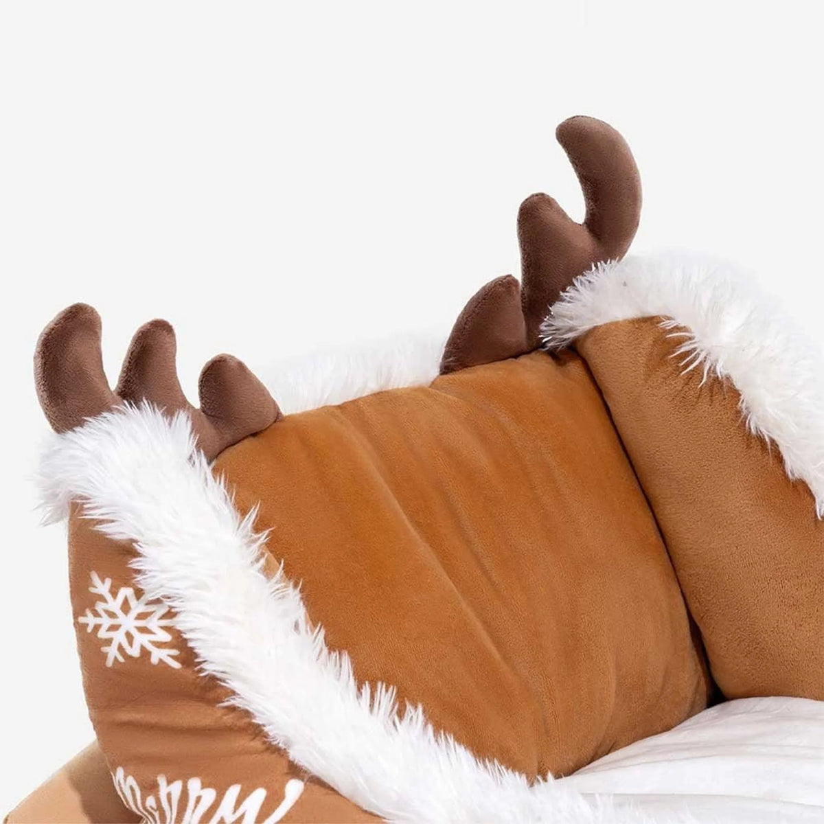 Christmas sleigh dog bed featuring plush velvet and faux fur, designed with a festive non-slip base for cozy winter comfort for your pet. 1