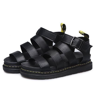Chunky platform sandals for women featuring a black lightweight design with three adjustable ankle straps and a secure buckle, perfect for stylish comfort. 5