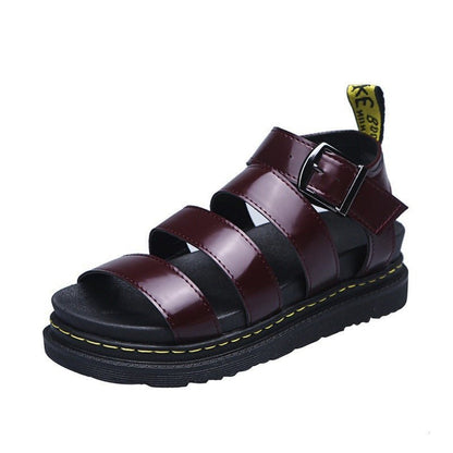 Chunky platform sandals for women featuring a black lightweight design with three adjustable ankle straps and a secure buckle, perfect for stylish comfort. 2