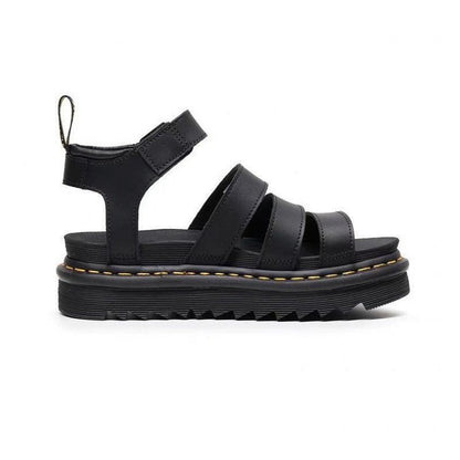 Chunky platform sandals for women featuring a black lightweight design with three adjustable ankle straps and a secure buckle, perfect for stylish comfort. 4