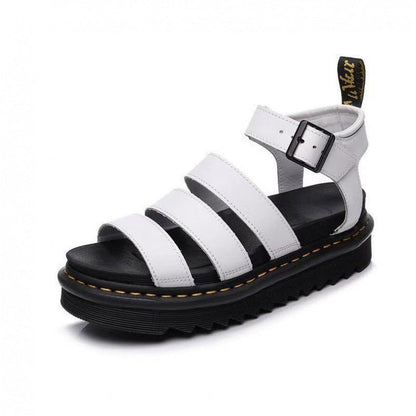 Chunky platform sandals for women featuring a black lightweight design with three adjustable ankle straps and a secure buckle, perfect for stylish comfort. 0