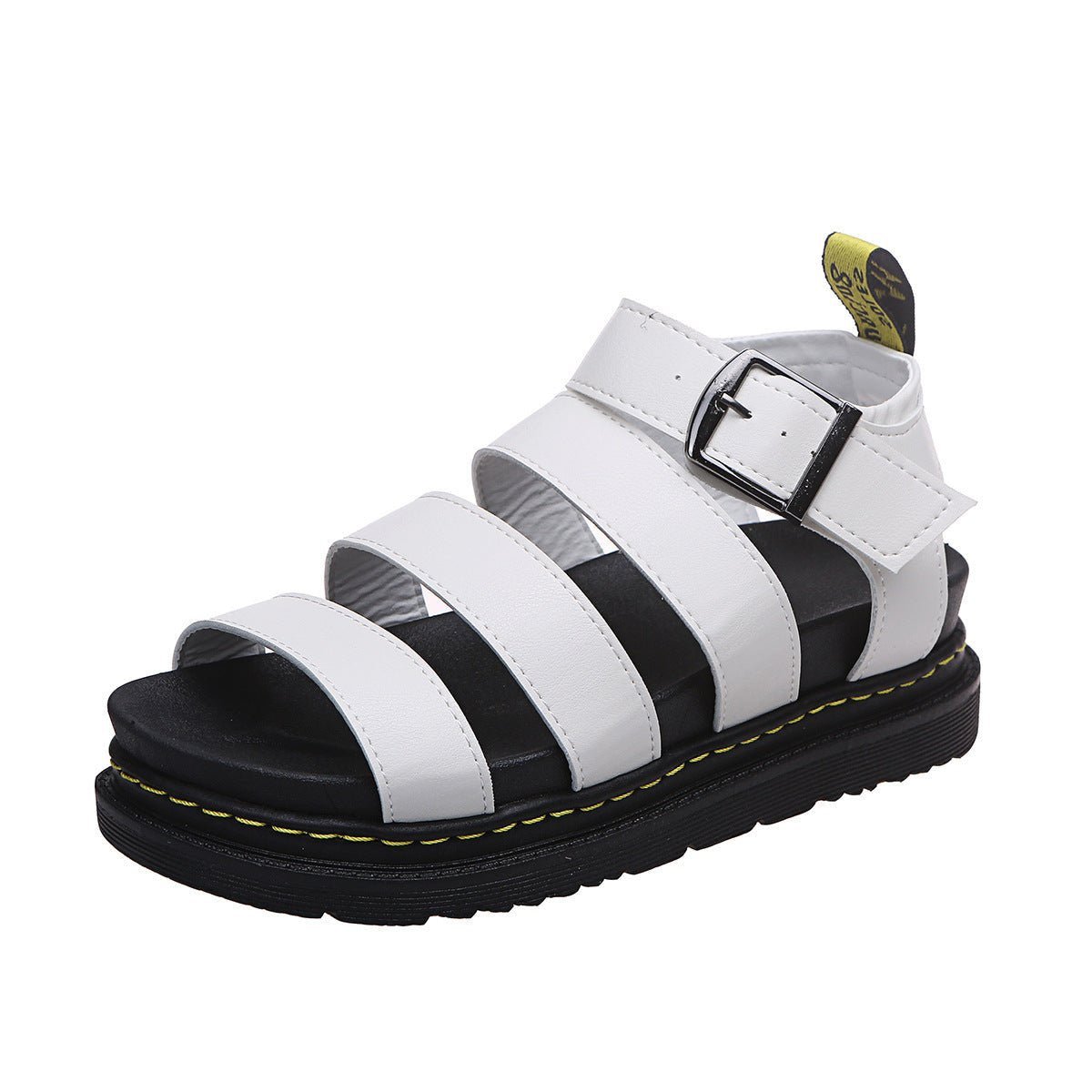 Chunky platform sandals for women featuring a black lightweight design with three adjustable ankle straps and a secure buckle, perfect for stylish comfort. 6