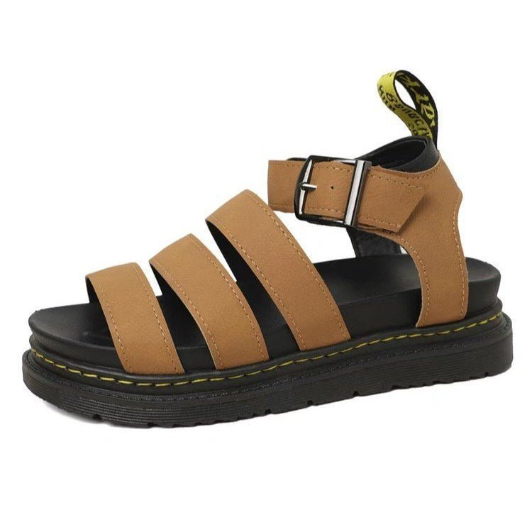 Chunky platform sandals for women featuring a black lightweight design with three adjustable ankle straps and a secure buckle, perfect for stylish comfort. 3