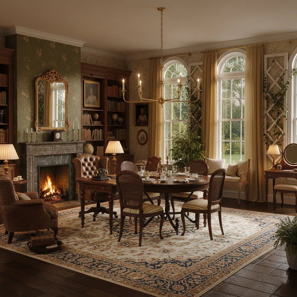 Classic chandelier light in antique brass with a candle-style design, featuring a flexible drop height, perfect for enhancing the elegance of dining rooms and entryways. 8